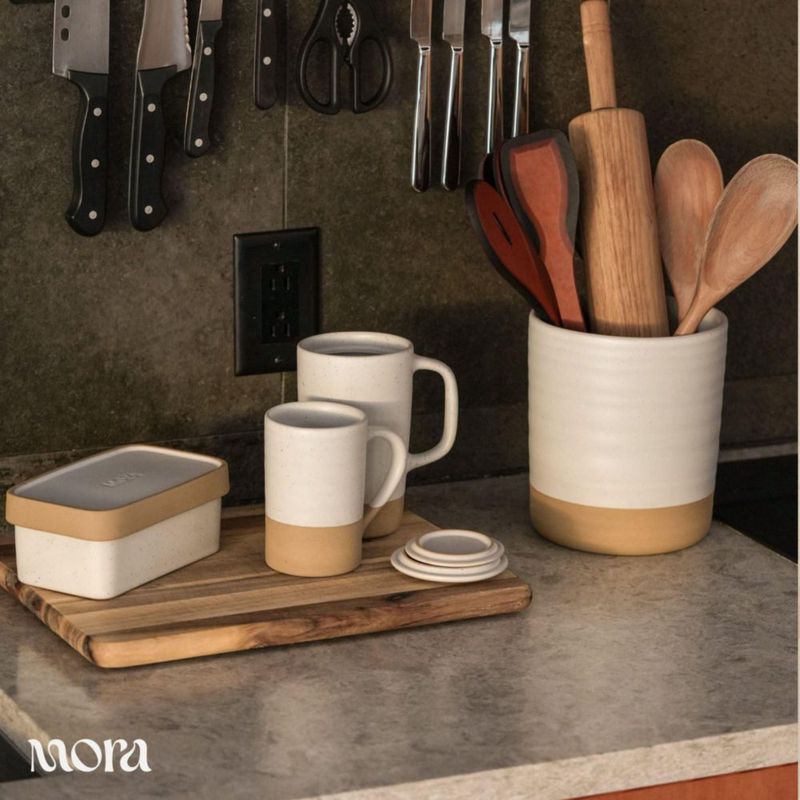 Portautensilios MORA 18 cm Cerámica Color Avena para Cocina