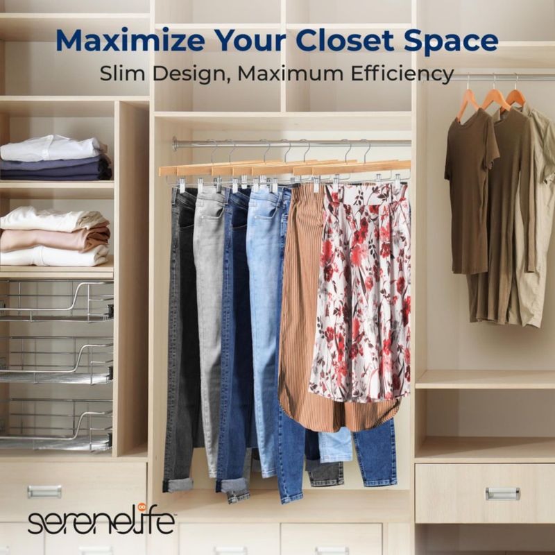 Perchas de ropa SereneLife pack de 10 madera con clips capacidad 45 kg
