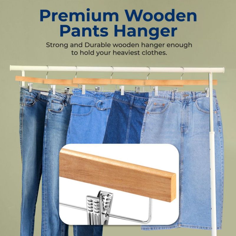 Perchas de ropa SereneLife pack de 10 madera con clips capacidad 45 kg