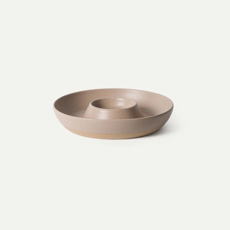 Bandeja Grande Dividida con Cuenco para Dip MORA de Cerámica color champiñón