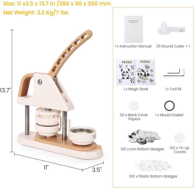 Fabricador de Botones KOKEBREN 58 mm Kit DIY 100 Piezas