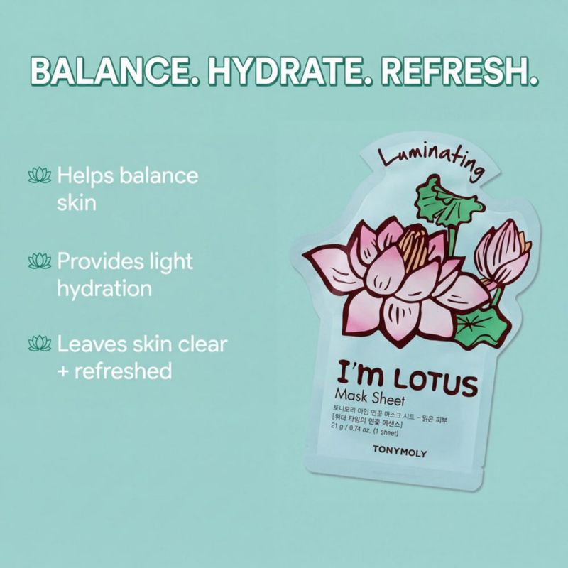 Mascarillas de hoja TONYMOLY pack de 12 - Calma y realza la luminosidad