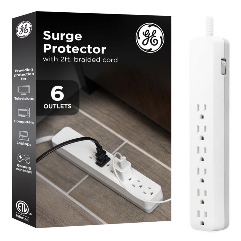 Regleta GE de 6 tomas 620 julios cable de 60 cm