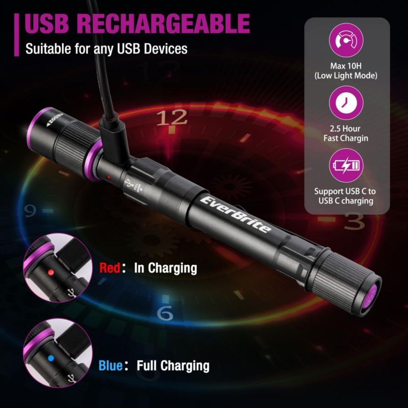 Linterna EverBrite Juego de 2 USB-C Recargable UV/Blanca