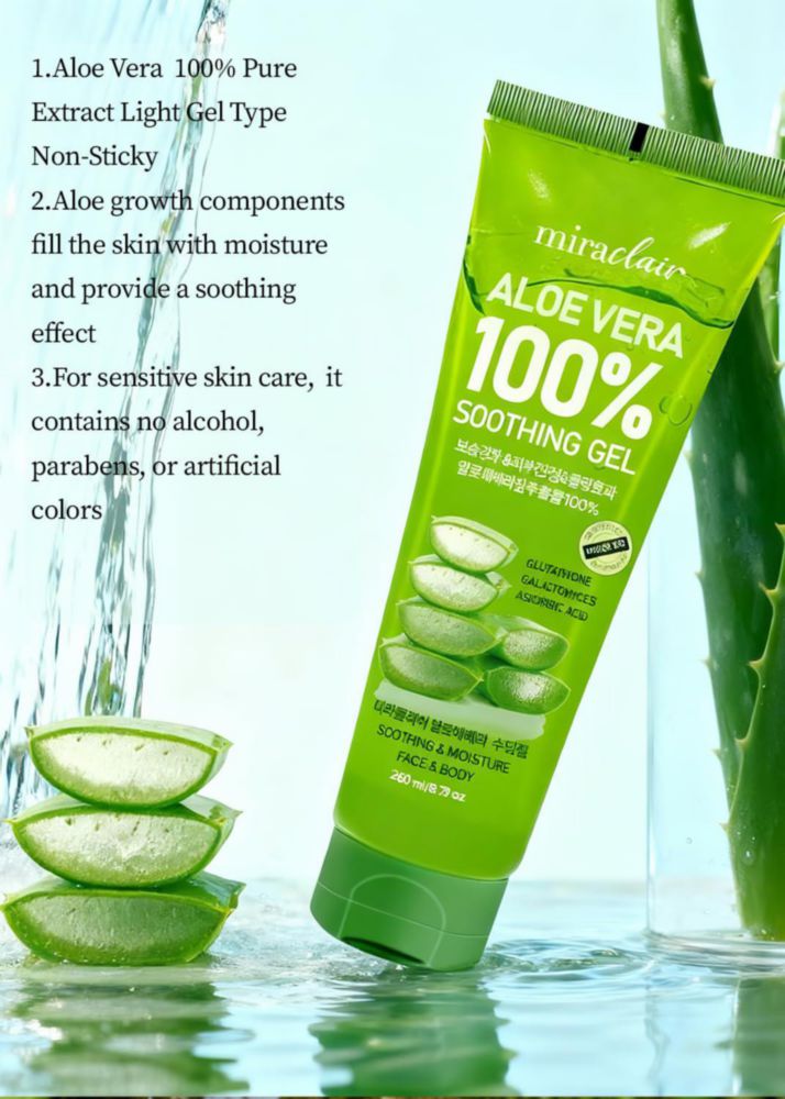 Gel de Aloe Vera MIRACLAIR Pack de 4 unidades 300 g para rostro y cabello