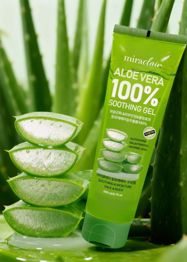 Gel de Aloe Vera MIRACLAIR Pack de 4 unidades 300 g para rostro y cabello