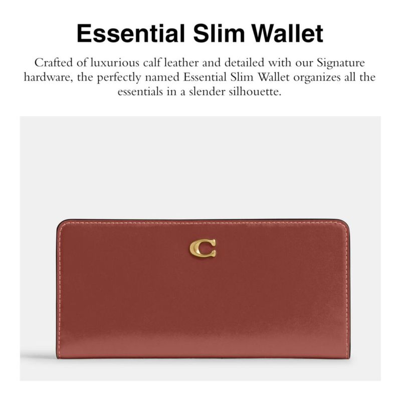 Cartera Coach Essential Slim de Cuero de Becerro 19 cm