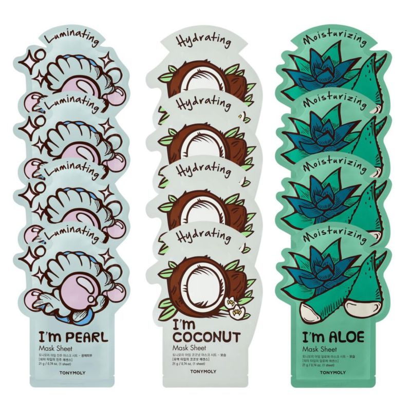 Mascarilla de hoja TONYMOLY – Set de 12 piezas hidratantes