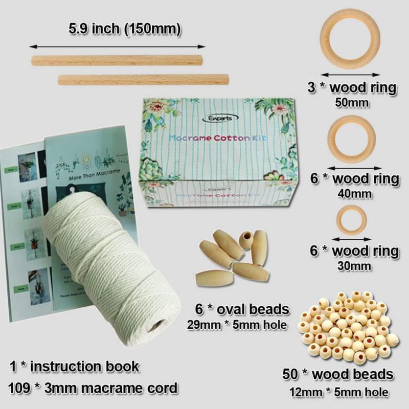 Kit de macramé Ewparts para principiantes y adultos – incluye libro de instrucciones