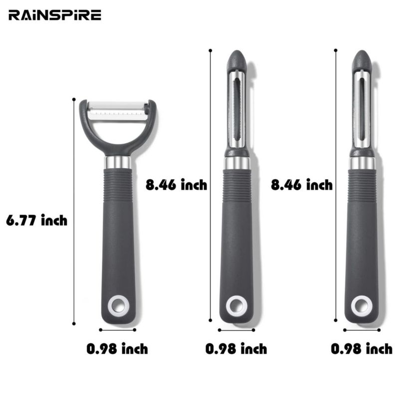 Juego de Peladores Rainspire de 3 Piezas Apto para Lavavajillas Color Gris