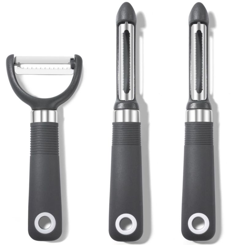 Juego de Peladores Rainspire de 3 Piezas Apto para Lavavajillas Color Gris