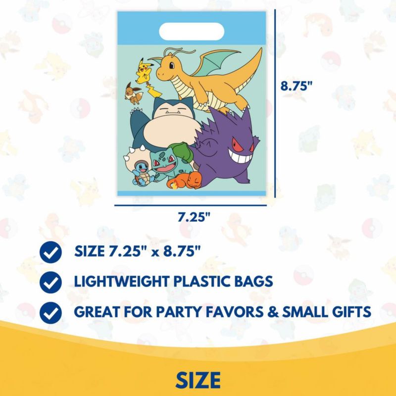 Bolsas de regalo Unique 18 cm x 22 cm - Pack de 16 - Pokémon