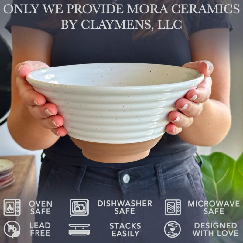 Juego de 2 tazones para ramen MORA 45 oz (1 290 ml) blanco apto para microondas