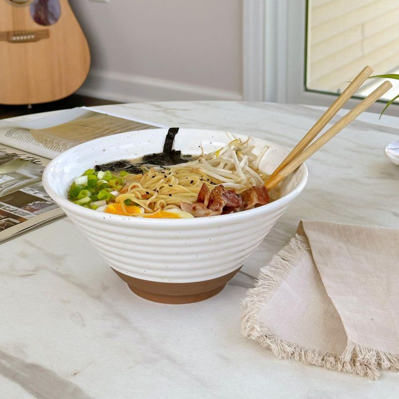 Juego de 2 tazones para ramen MORA 45 oz (1 290 ml) blanco apto para microondas
