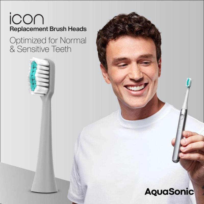 Cabezal de cepillo Aquasonic Icon 6 unidades plateado