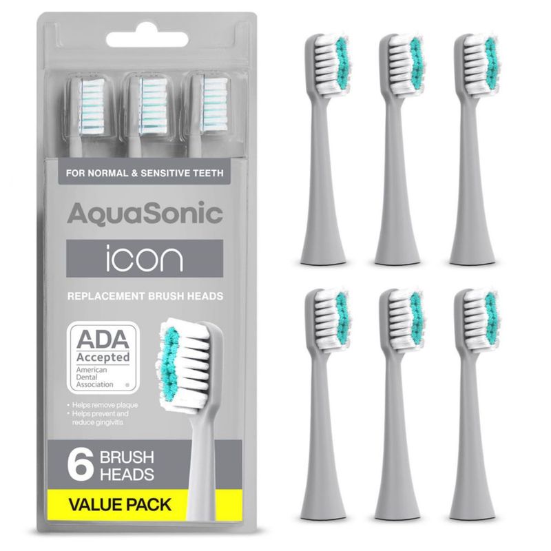 Cabezal de cepillo Aquasonic Icon 6 unidades plateado