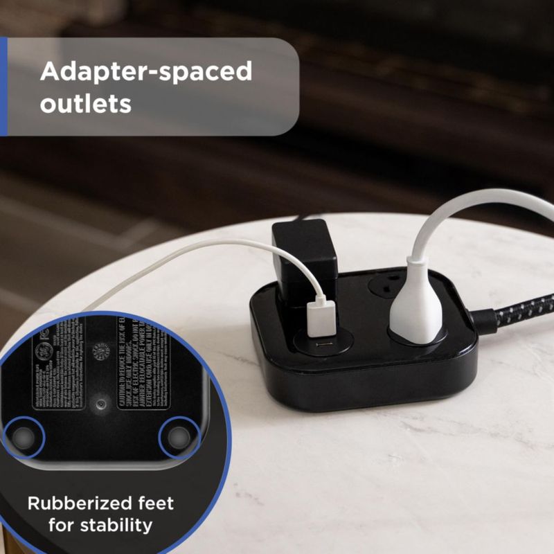 Regleta GE 12 m con puertos USB y 3 tomacorrientes