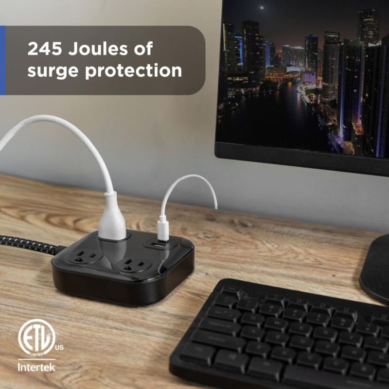 Regleta GE 12 m con puertos USB y 3 tomacorrientes