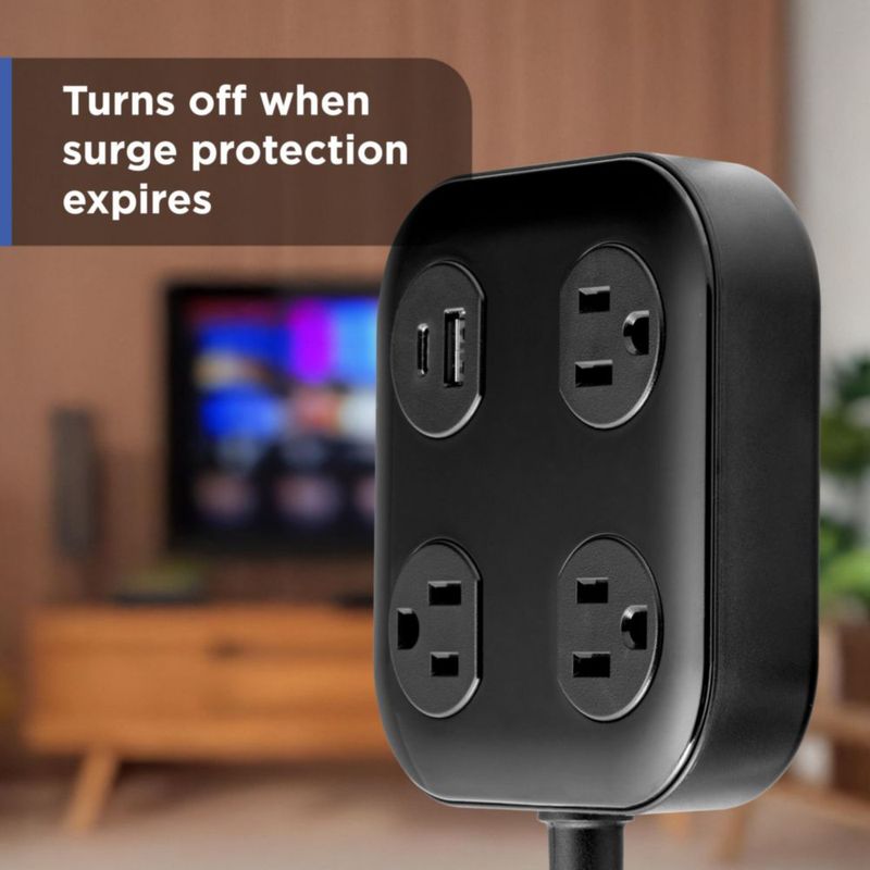 Regleta GE 12 m con puertos USB y 3 tomacorrientes
