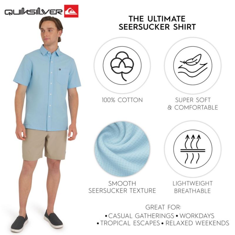 Camisa Quiksilver XL Azul Claro Seersucker