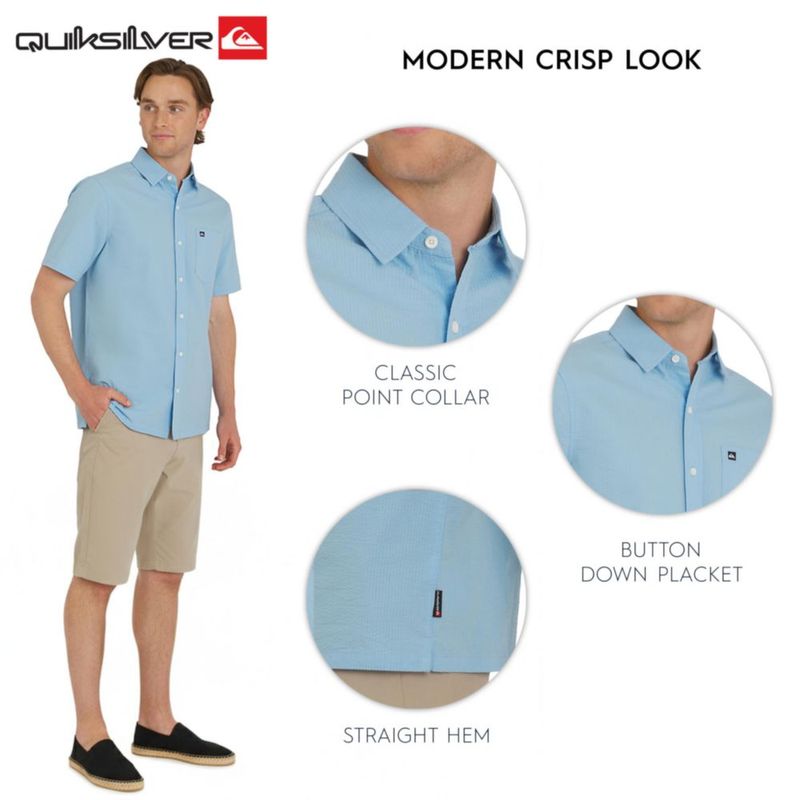 Camisa Quiksilver XL Azul Claro Seersucker