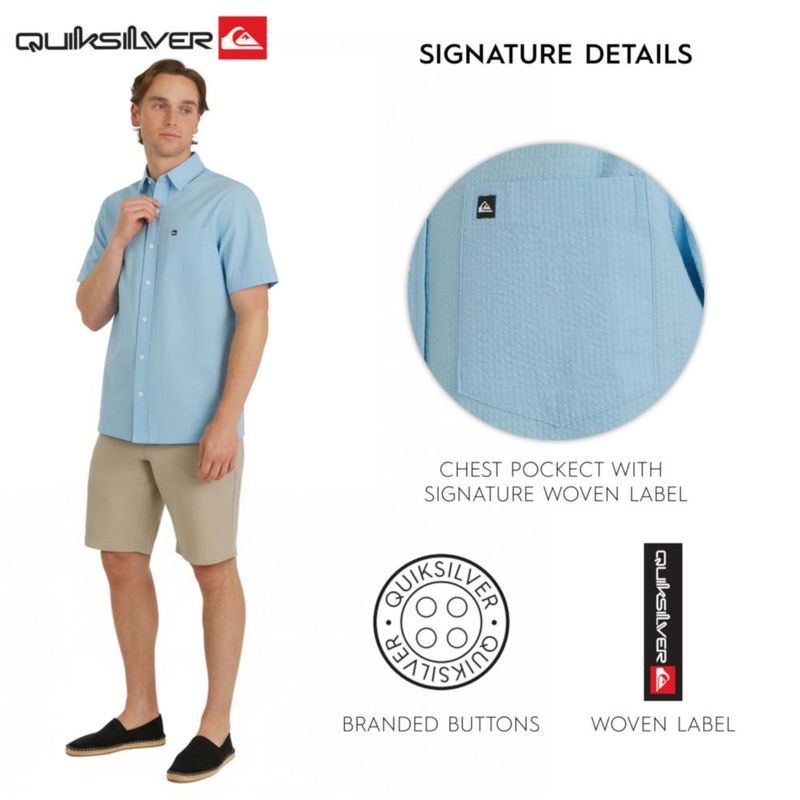 Camisa Quiksilver XL Azul Claro Seersucker