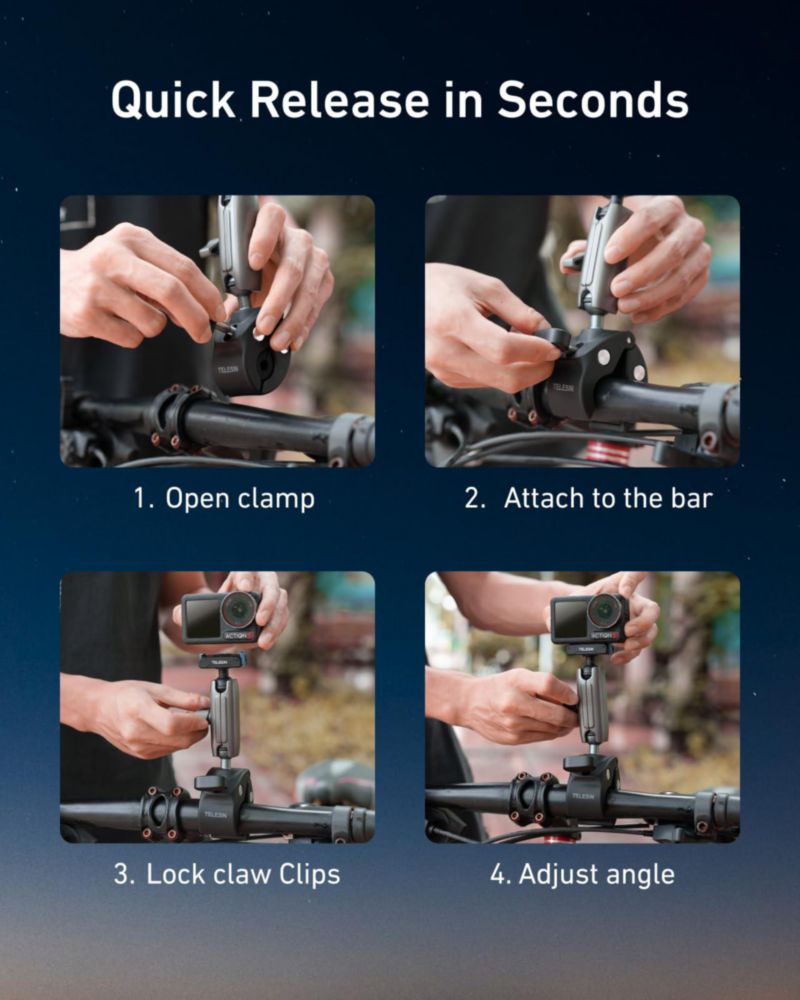 Soporte TELESIN para bicicleta 9-38 mm DJI Osmo Pocket/Action