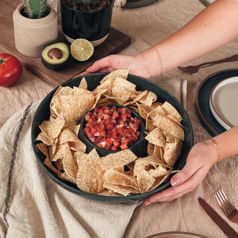 Tazón para Chips y Dip MORA Cerámico Color Carbón – Grande