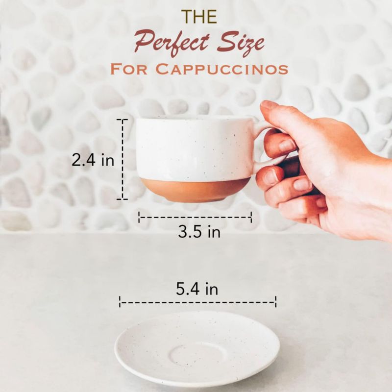 Juego de 4 tazas de cappuccino MORA 240 ml cerámica blanca
