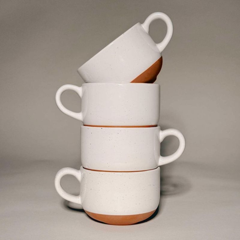 Juego de 4 tazas de cappuccino MORA 240 ml cerámica blanca