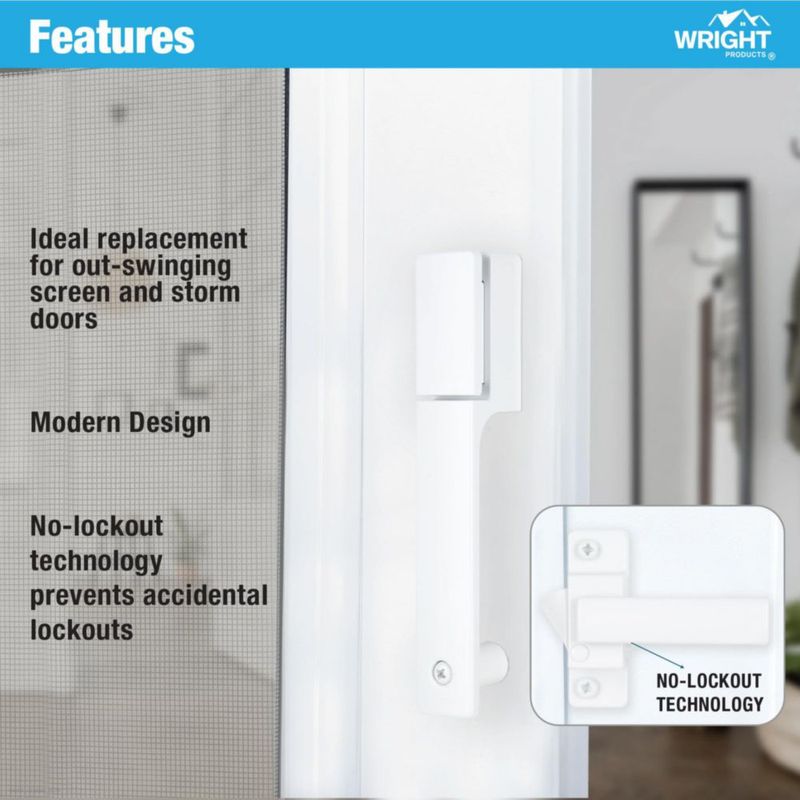 Pestillo para Puertas de Malla y Tormenta – Wright Products Blanco