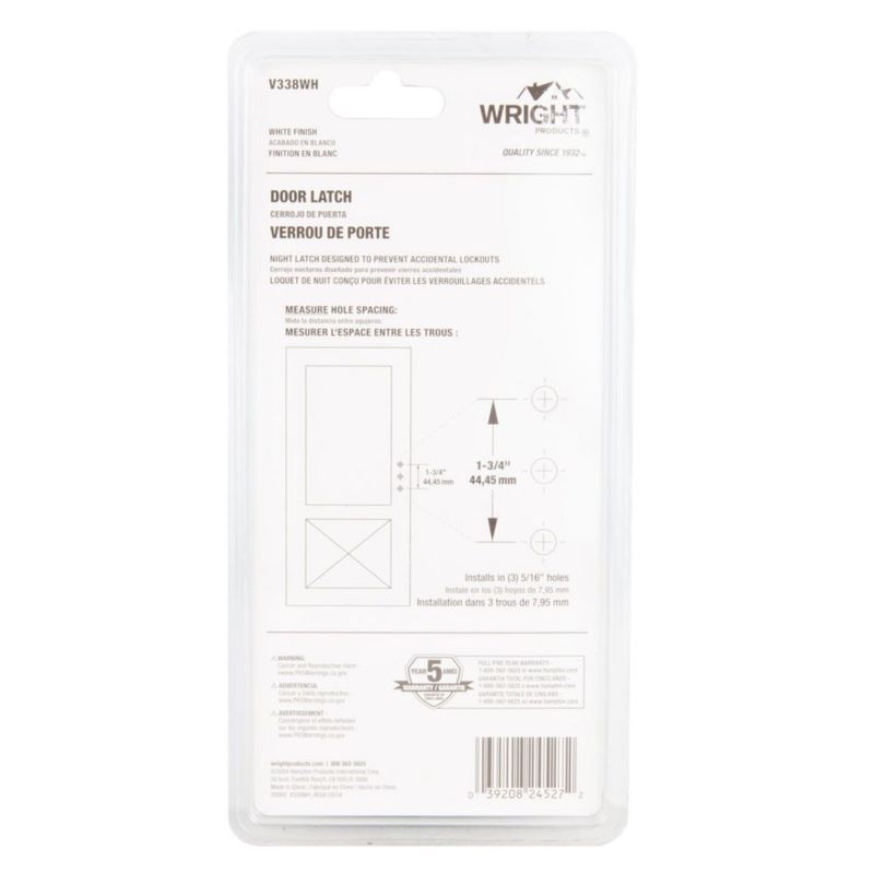 Pestillo para Puertas de Malla y Tormenta – Wright Products Blanco