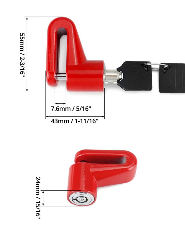 Candado de Disco QWORK Pack de 2 con Llaves Diferentes – Seguridad Antirrobo