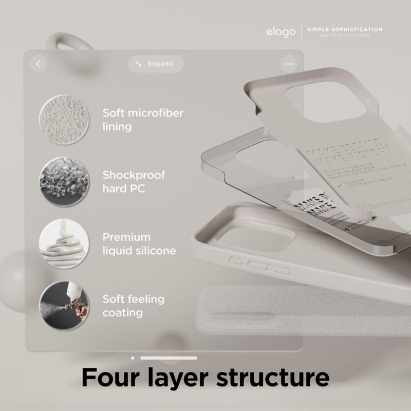 Funda de silicona líquida Stone de elago para iPhone 15 Pro Max