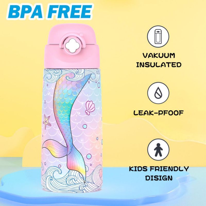Botella Ntswasd 405 ml Sirena con Pajilla Pop‑Up