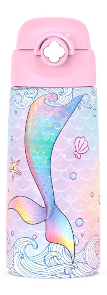 Botella Ntswasd 405 ml Sirena con Pajilla Pop‑Up