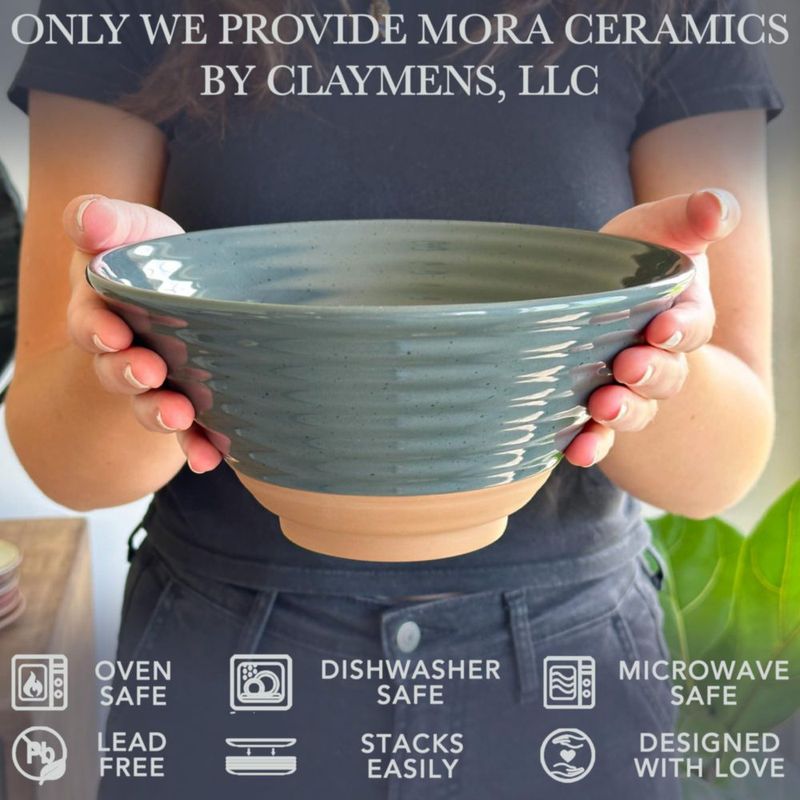 Juego de 2 tazones de ramen MORA 45 oz acabado carbón aptos para microondas