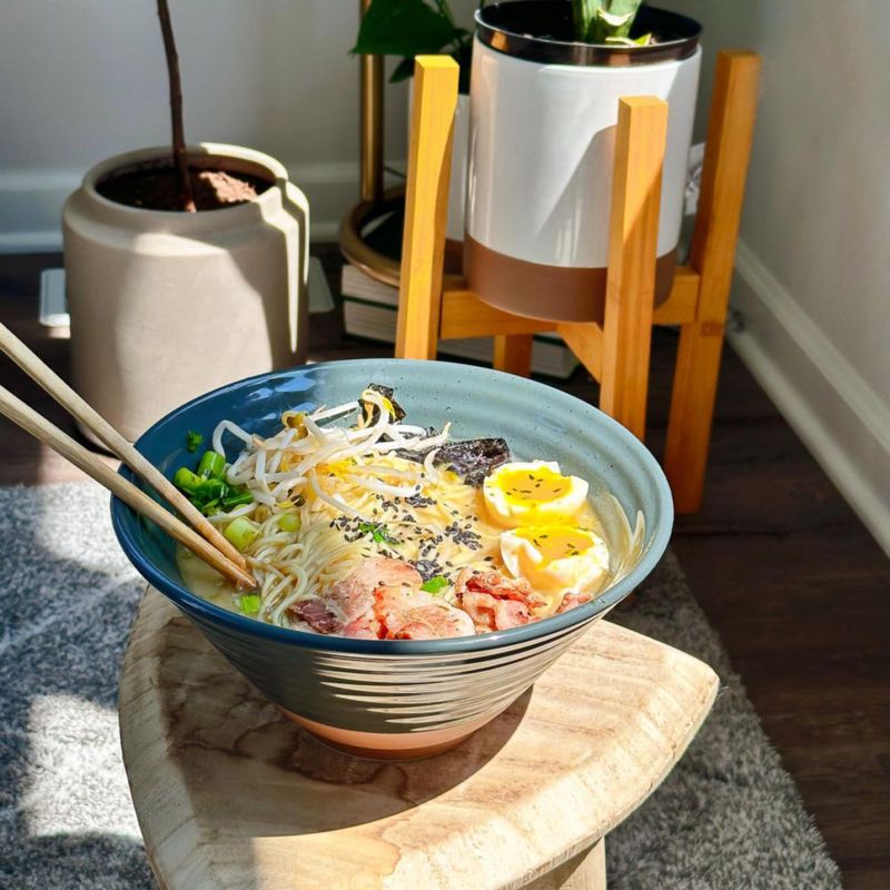 Juego de 2 tazones de ramen MORA 45 oz acabado carbón aptos para microondas