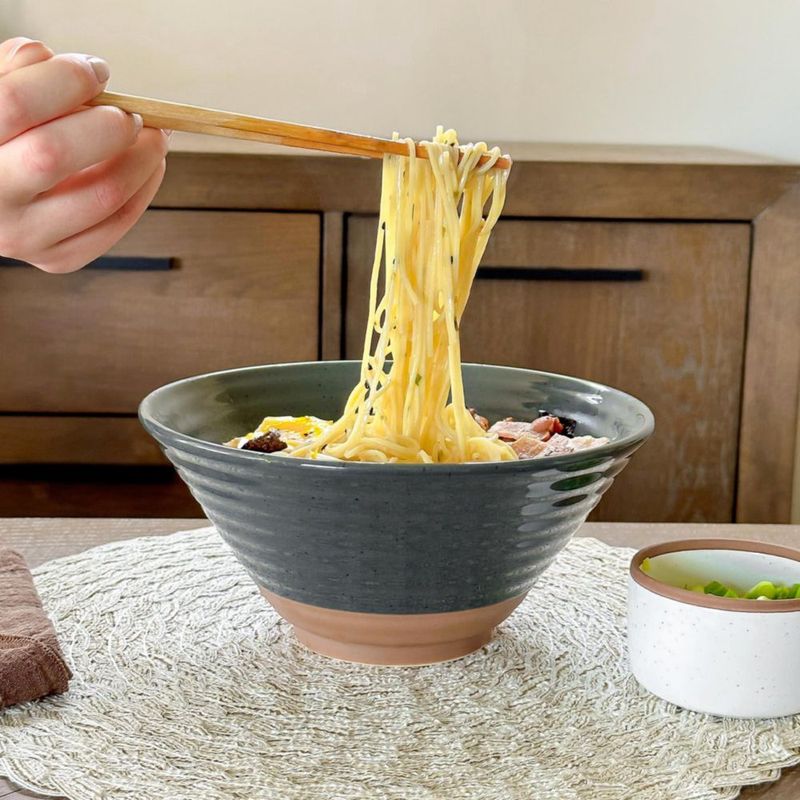 Juego de 2 tazones de ramen MORA 45 oz acabado carbón aptos para microondas