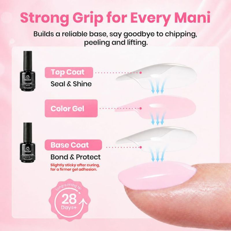 Puntas de Uña Beetles Gel Polish 192 uds Forma Larga de Ataúd 16 Tallas