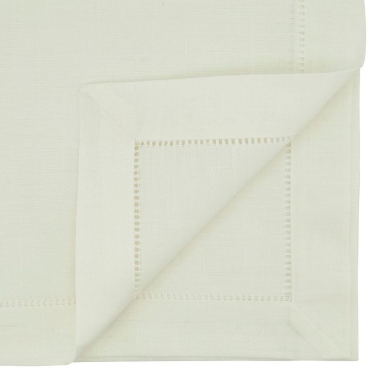 Caminero de mesa SARO LIFESTYLE 41x229 cm Marfil con bordado hemstitch