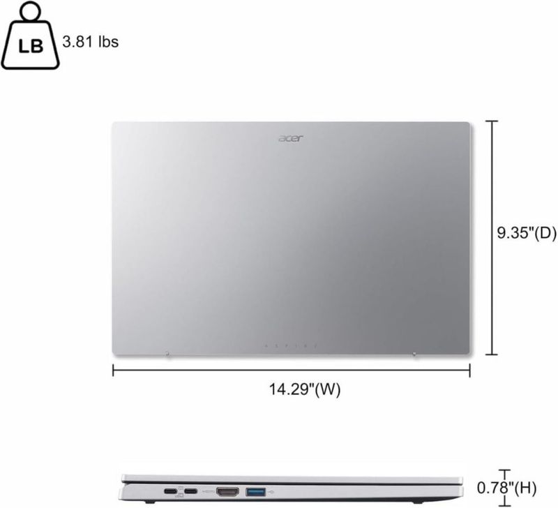 Portátil Acer Aspire Lite 156" 8 GB RAM 512 GB SSD Windows 11 Pro