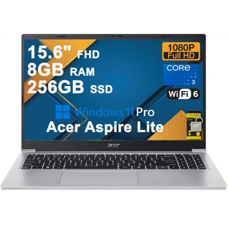 Portátil Acer Aspire Lite 156" 8 GB RAM 512 GB SSD Windows 11 Pro