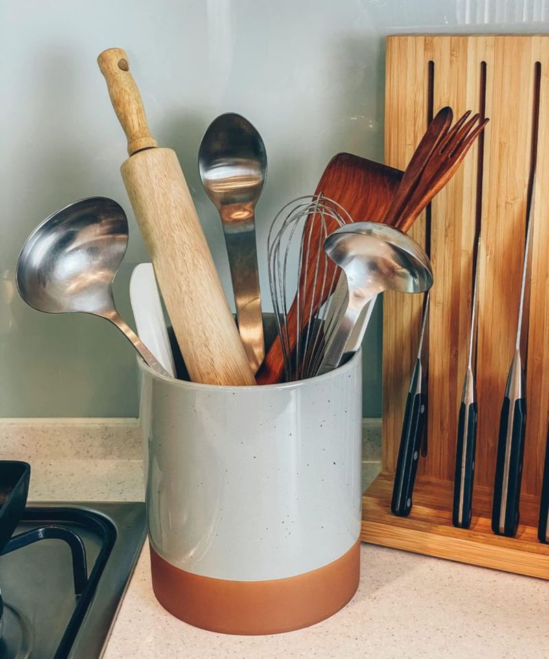 Porta utensilios de cocina MORA 18 cm gris de cerámica