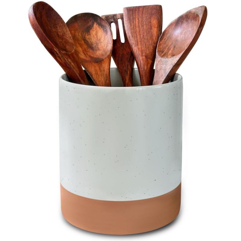 Porta utensilios de cocina MORA 18 cm gris de cerámica
