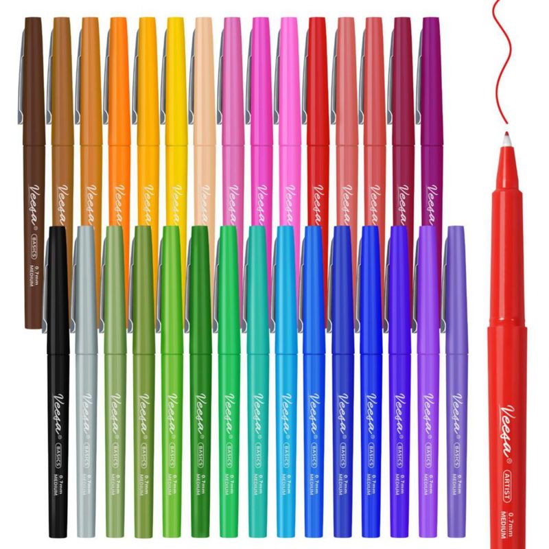 Marcadores de punta de fieltro VEESA 30 colores 07 mm punta media