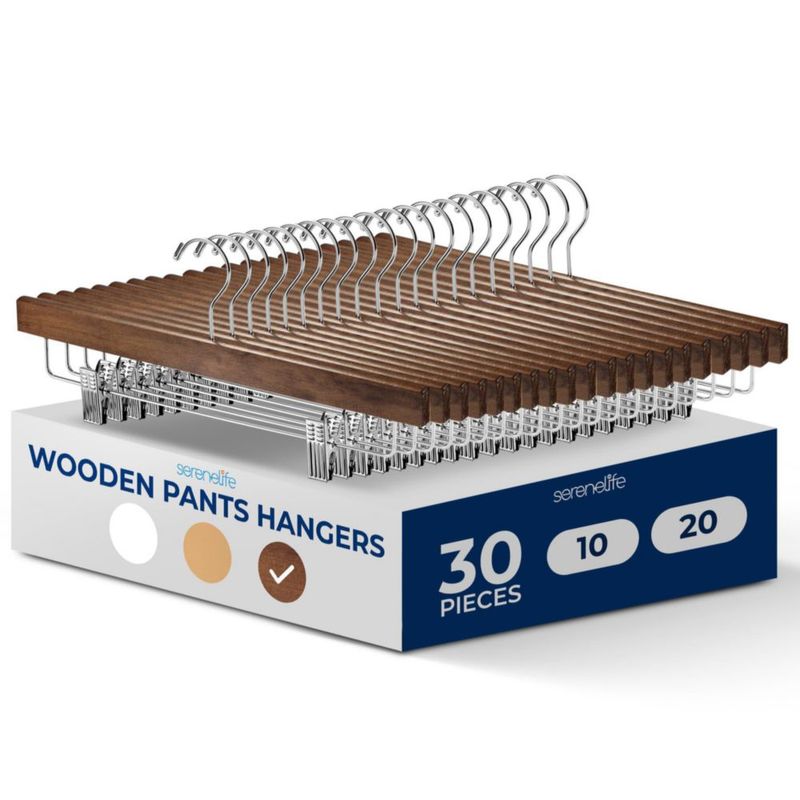 Perchas de Madera SereneLife 30 unidades - Marrón - 45 kg