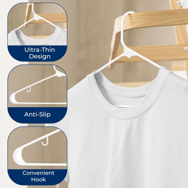 Perchas para ropa SereneLife 20 unidades blancas diseño delgado
