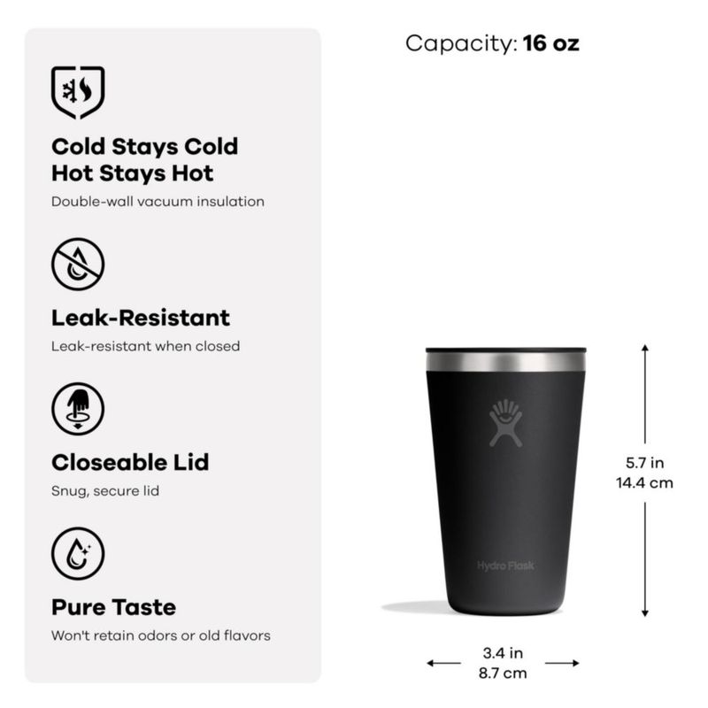 Vaso Térmico Hydro Flask 473 ml Gris Pizarra con Tapa de Presión