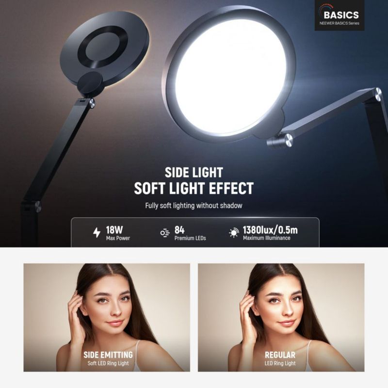 Luz de anillo NEEWER 18W 18 cm regulable 3000‑6500K (2 unidades)